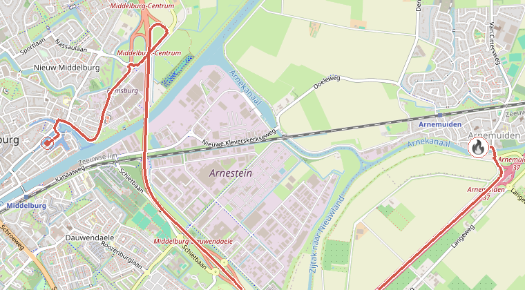 Kaart van de omgeving van de melding