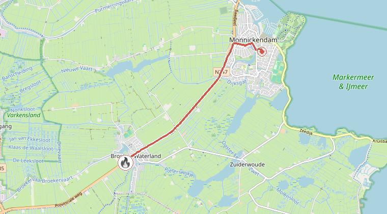 Kaart van de omgeving van de melding