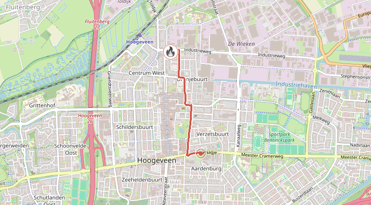 Kaart van de omgeving van de melding