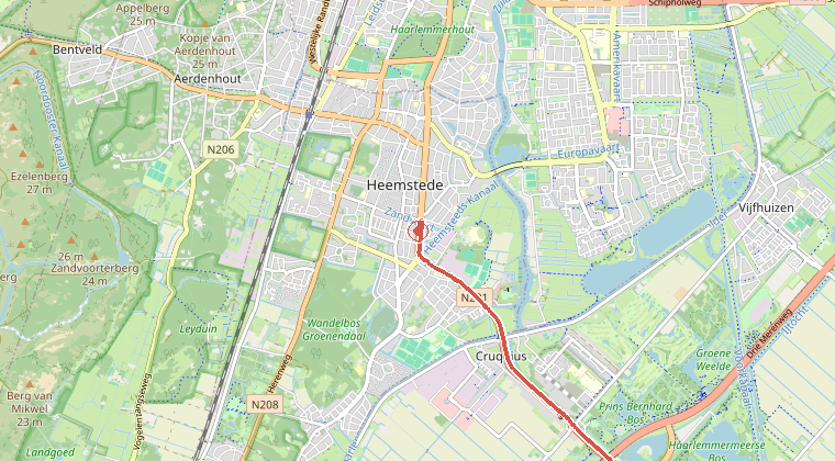 Kaart van de omgeving van de melding