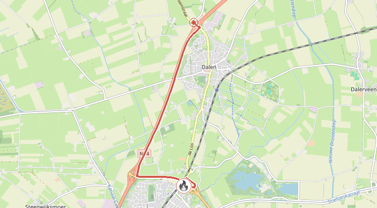 Kaart van de omgeving van de melding