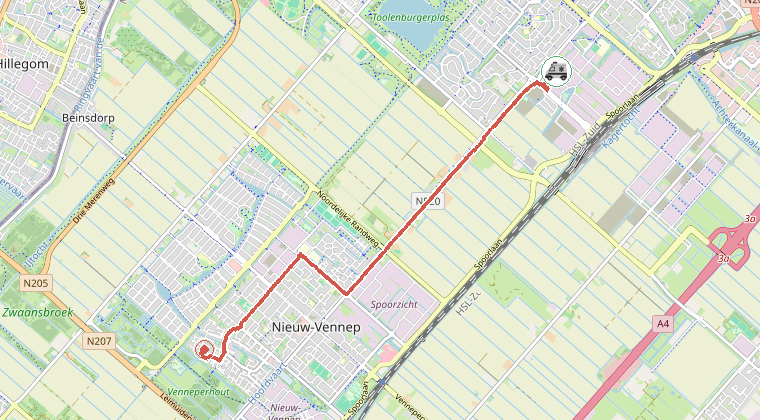 Kaart van de omgeving van de melding