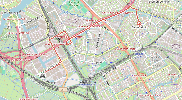 Kaart van de omgeving van de melding