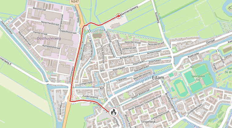 Kaart van de omgeving van de melding