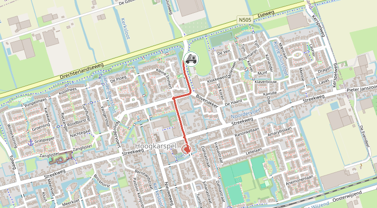 Kaart van de omgeving van de melding