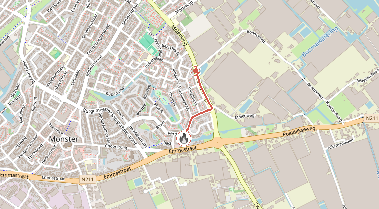Kaart van de omgeving van de melding