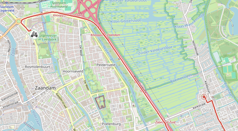 Kaart van de omgeving van de melding