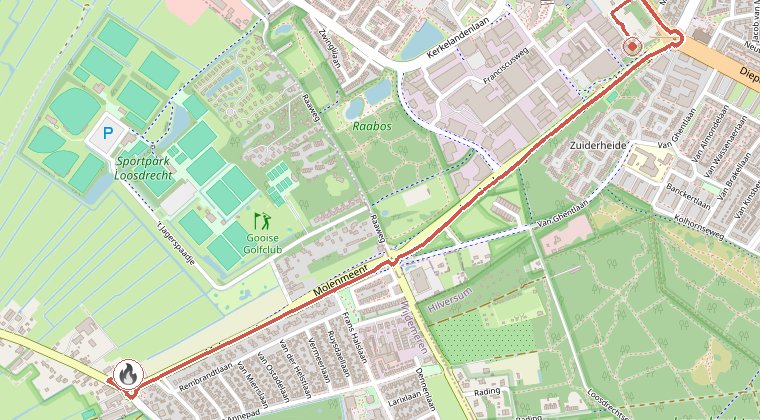 Kaart van de omgeving van de melding