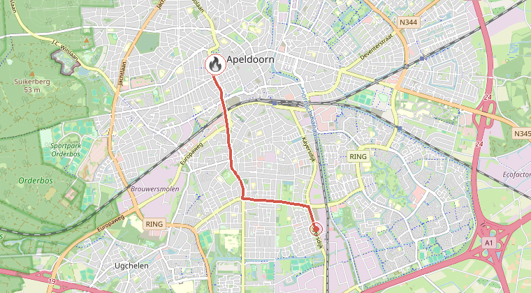 Kaart van de omgeving van de melding