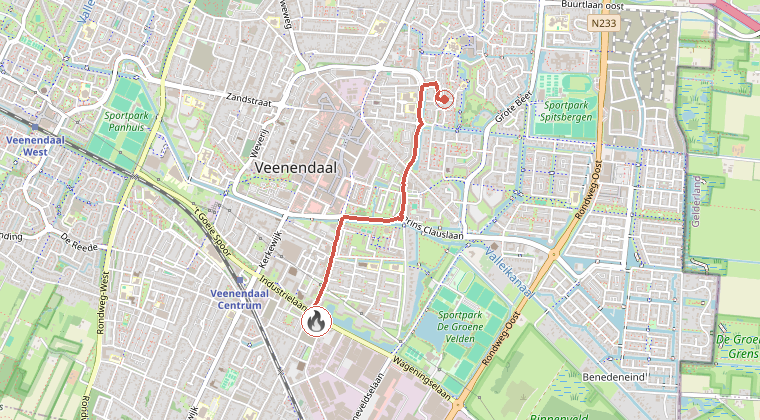 Kaart van de omgeving van de melding