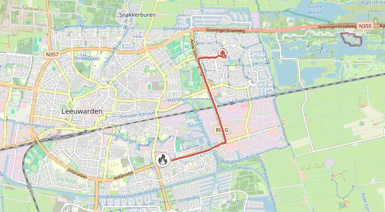 Kaart van de omgeving van de melding