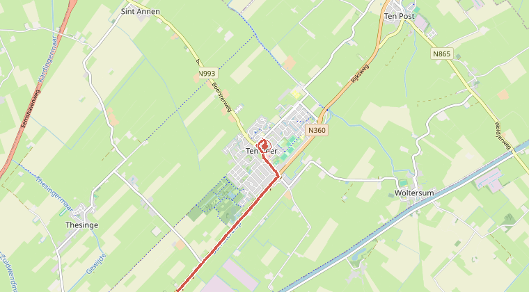 Kaart van de omgeving van de melding