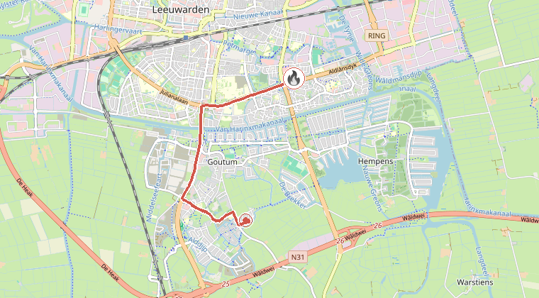 Kaart van de omgeving van de melding