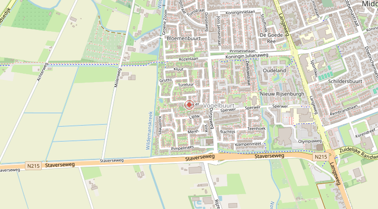 Kaart van de omgeving van de melding