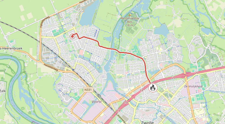 Kaart van de omgeving van de melding