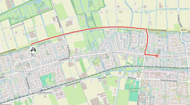 Kaart van de omgeving van de melding
