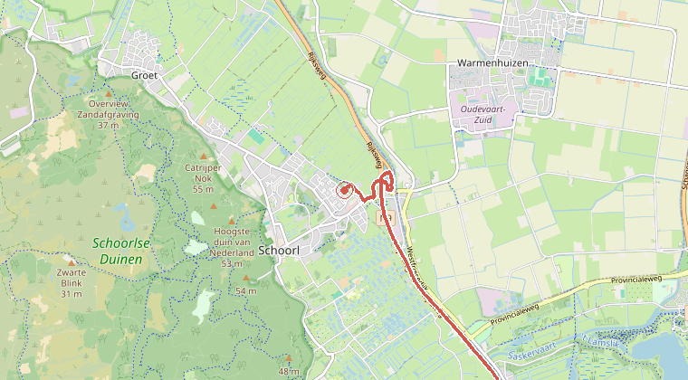 Kaart van de omgeving van de melding