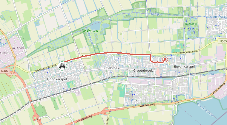 Kaart van de omgeving van de melding
