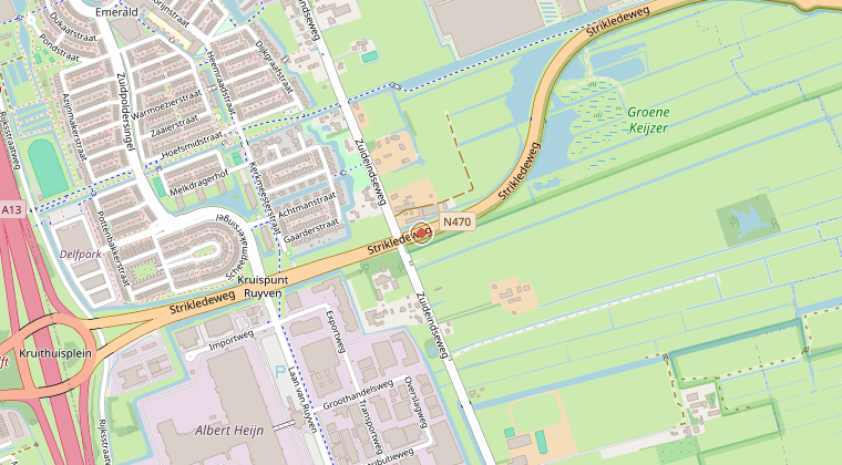 Kaart van de omgeving van de melding