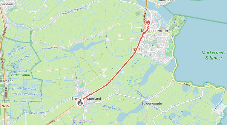 Kaart van de omgeving van de melding
