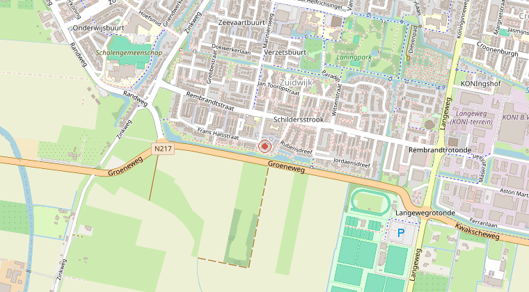 Kaart van de omgeving van de melding