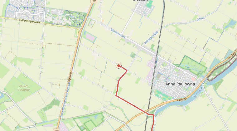 Kaart van de omgeving van de melding