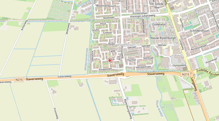 Kaart van de omgeving van de melding