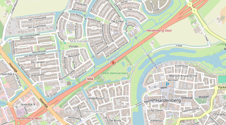 Kaart van de omgeving van de melding