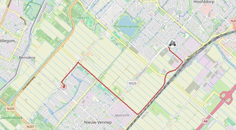 Kaart van de omgeving van de melding
