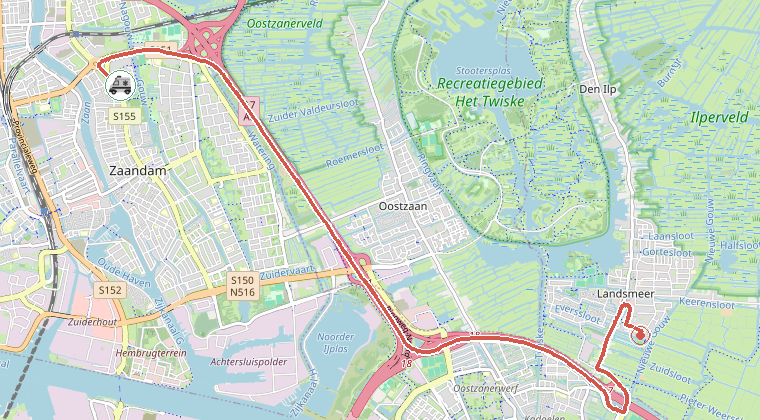 Kaart van de omgeving van de melding