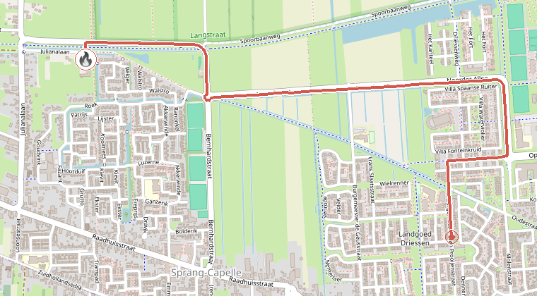 Kaart van de omgeving van de melding