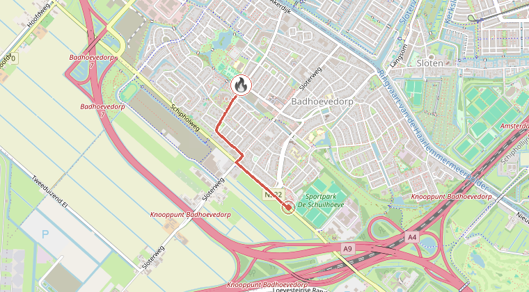 Kaart van de omgeving van de melding