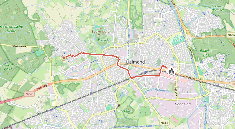 Kaart van de omgeving van de melding