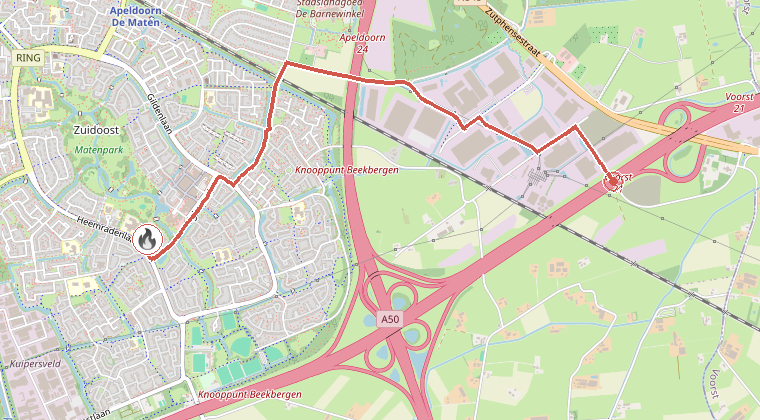 Kaart van de omgeving van de melding