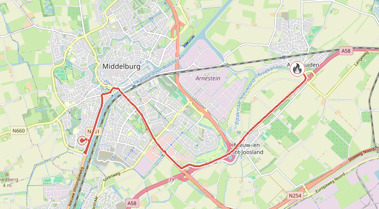 Kaart van de omgeving van de melding