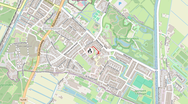 Kaart van de omgeving van de melding