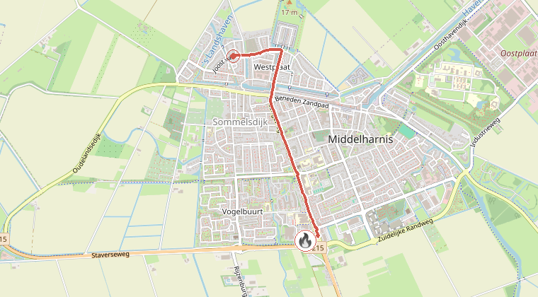 Kaart van de omgeving van de melding