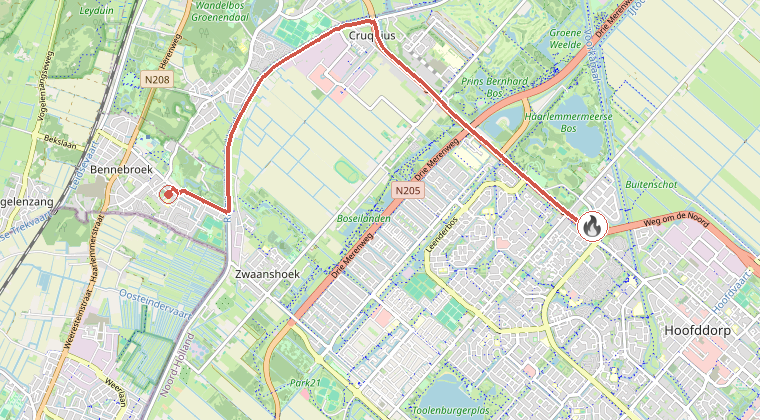 Kaart van de omgeving van de melding