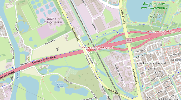 Kaart van de omgeving van de melding