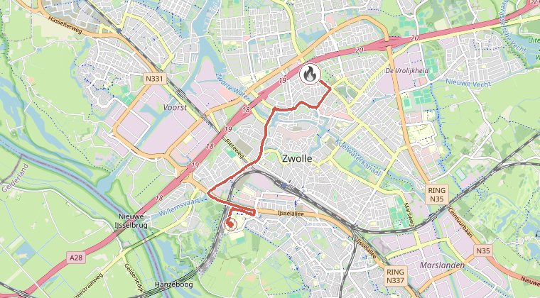 Kaart van de omgeving van de melding