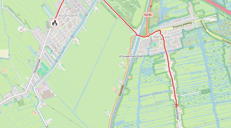 Kaart van de omgeving van de melding