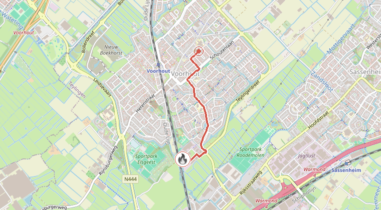 Kaart van de omgeving van de melding