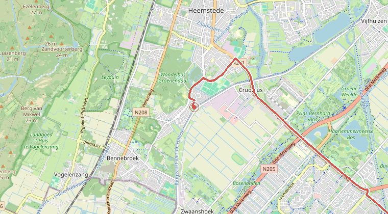 Kaart van de omgeving van de melding
