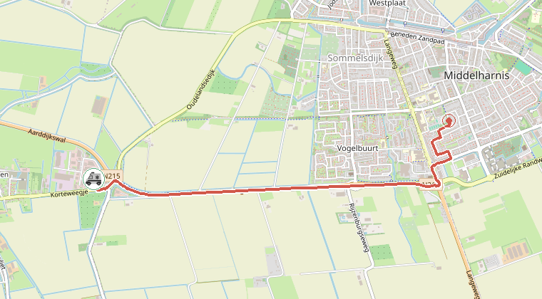 Kaart van de omgeving van de melding
