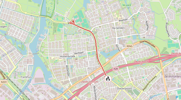 Kaart van de omgeving van de melding