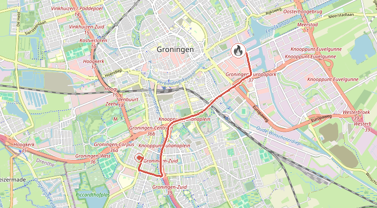 Kaart van de omgeving van de melding