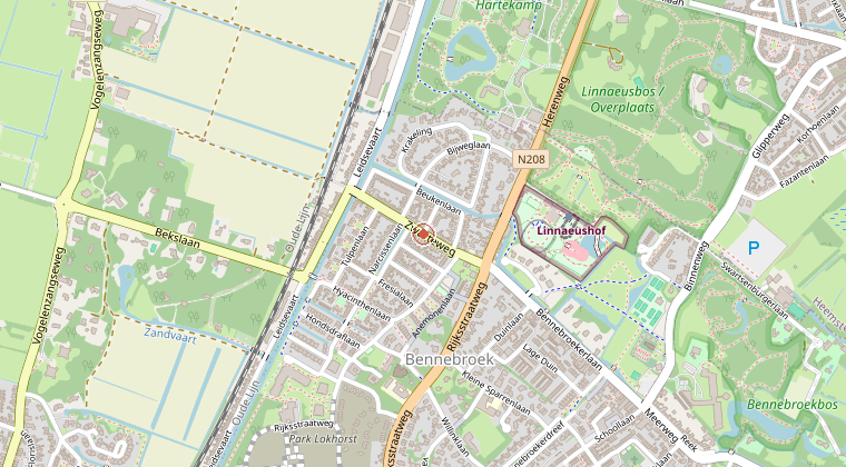 Kaart van de omgeving van de melding