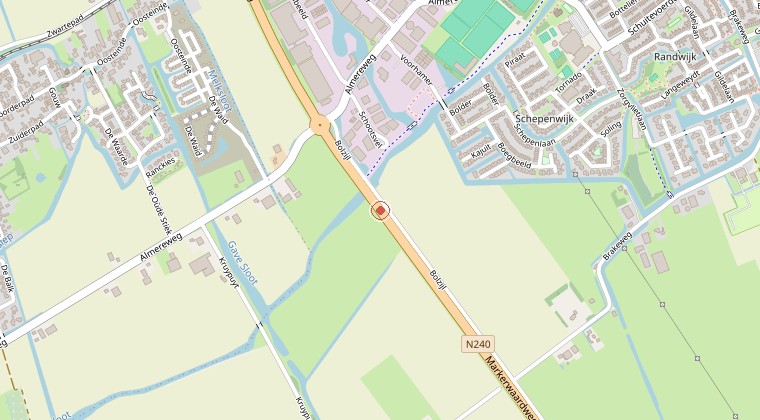 Kaart van de omgeving van de melding
