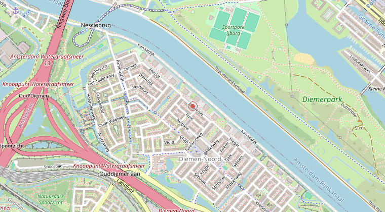 Kaart van de omgeving van de melding
