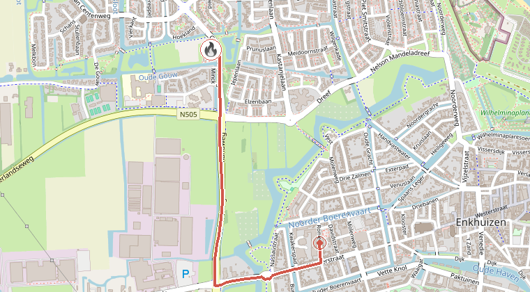 Kaart van de omgeving van de melding